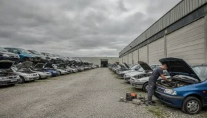 Centre de recyclage automobile Gefauto à Montreuil, allées de véhicules hors d'usage en Île-de-France